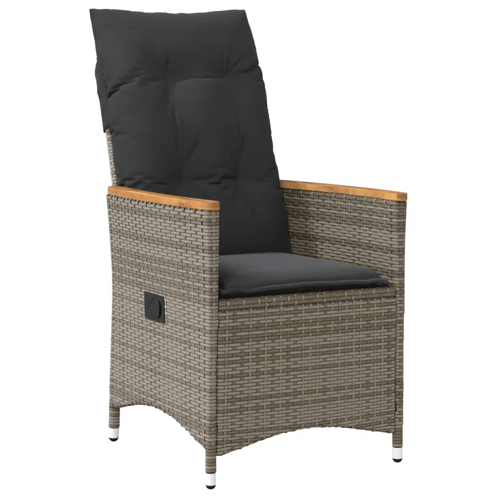 vidaXL 7-tlg. Garten-Essgruppe mit Kissen Grau Poly Rattan