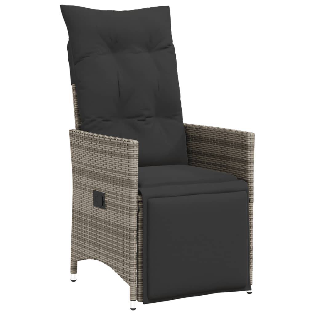 vidaXL 7-tlg. Garten-Essgruppe mit Kissen Grau Poly Rattan
