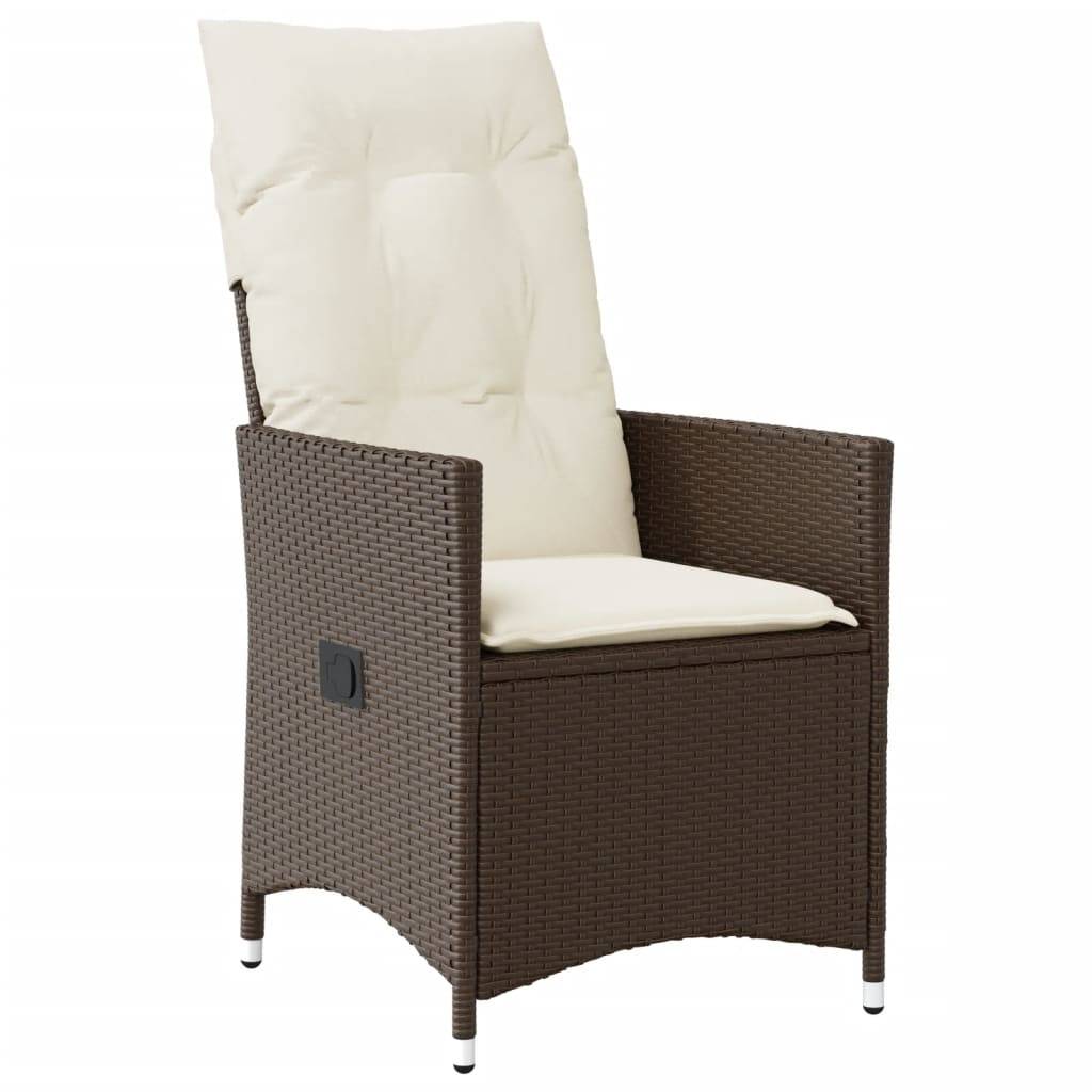 vidaXL 9-tlg. Garten-Bistro-Set mit Kissen Braun Poly Rattan