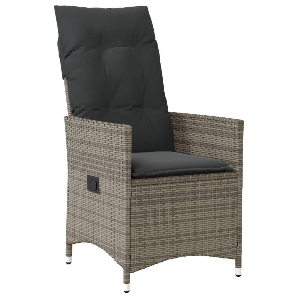 vidaXL 11-tlg. Garten-Bistro-Set mit Kissen Grau Poly Rattan
