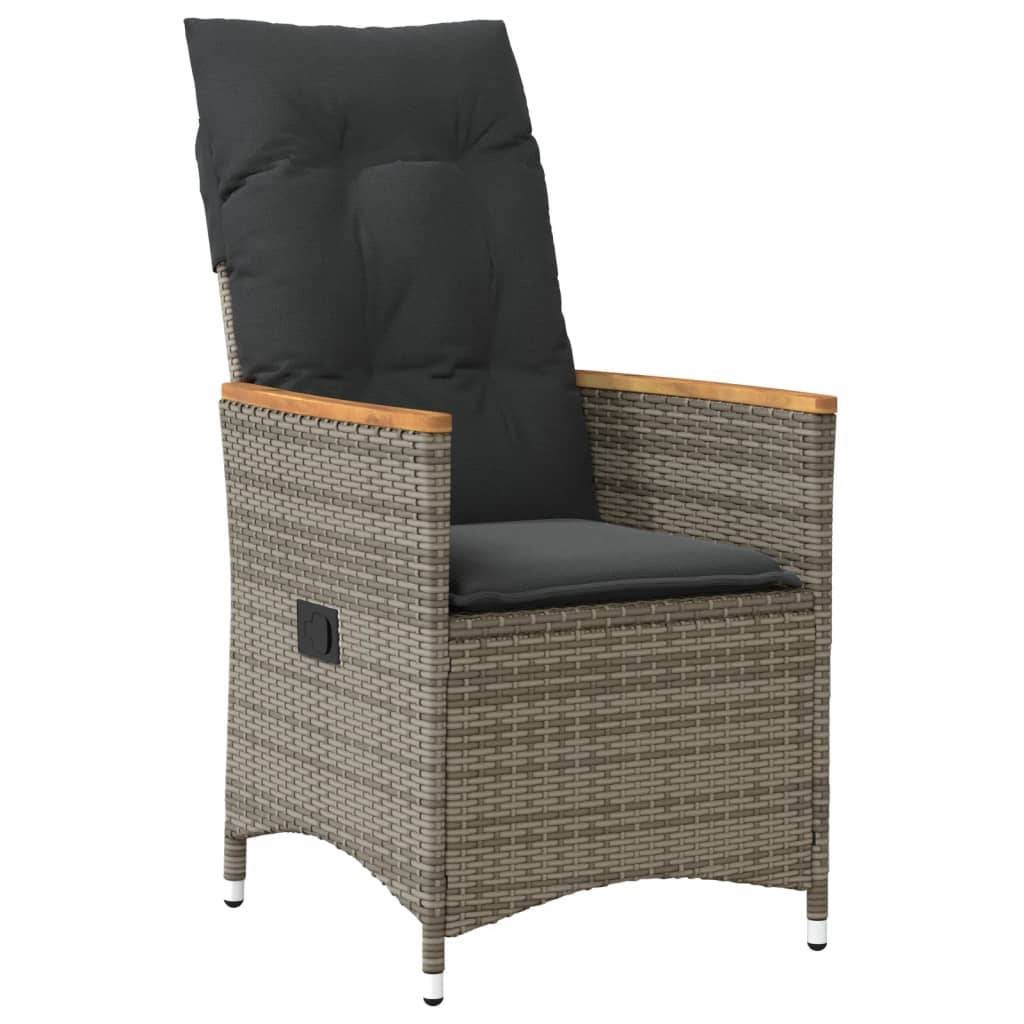 vidaXL 11-tlg. Garten-Bistro-Set mit Kissen Grau Poly Rattan