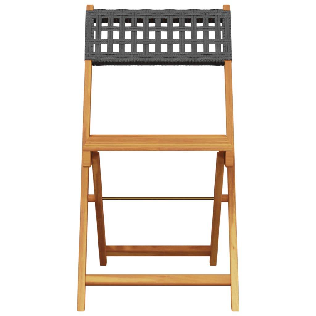 vidaXL 3-tlg. Bistro-Set Schwarz Poly Rattan und Massivholz