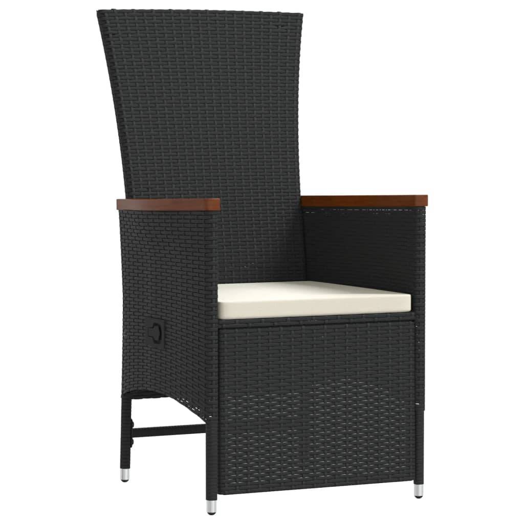 vidaXL 9-tlg. Garten-Essgruppe mit Kissen Schwarz Poly Rattan