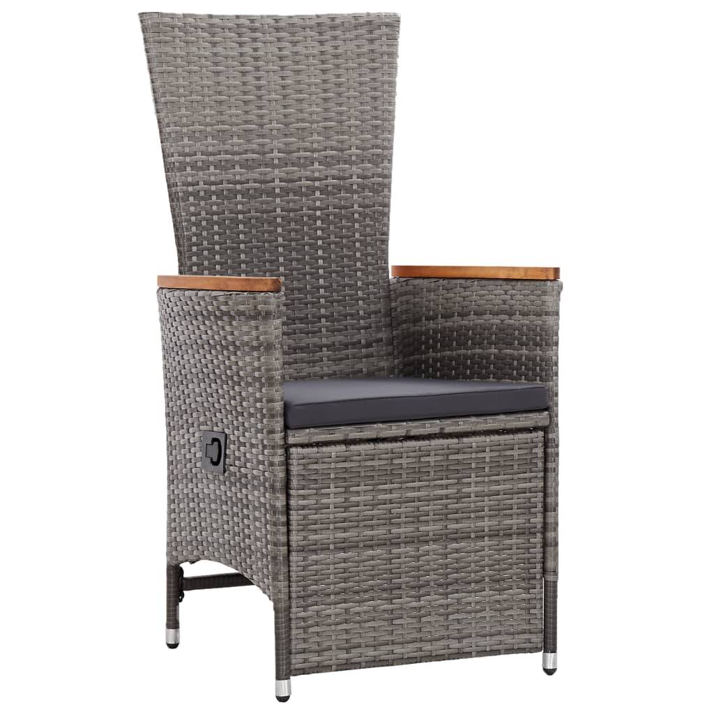 vidaXL 9-tlg. Garten-Essgruppe mit Kissen Grau Poly Rattan