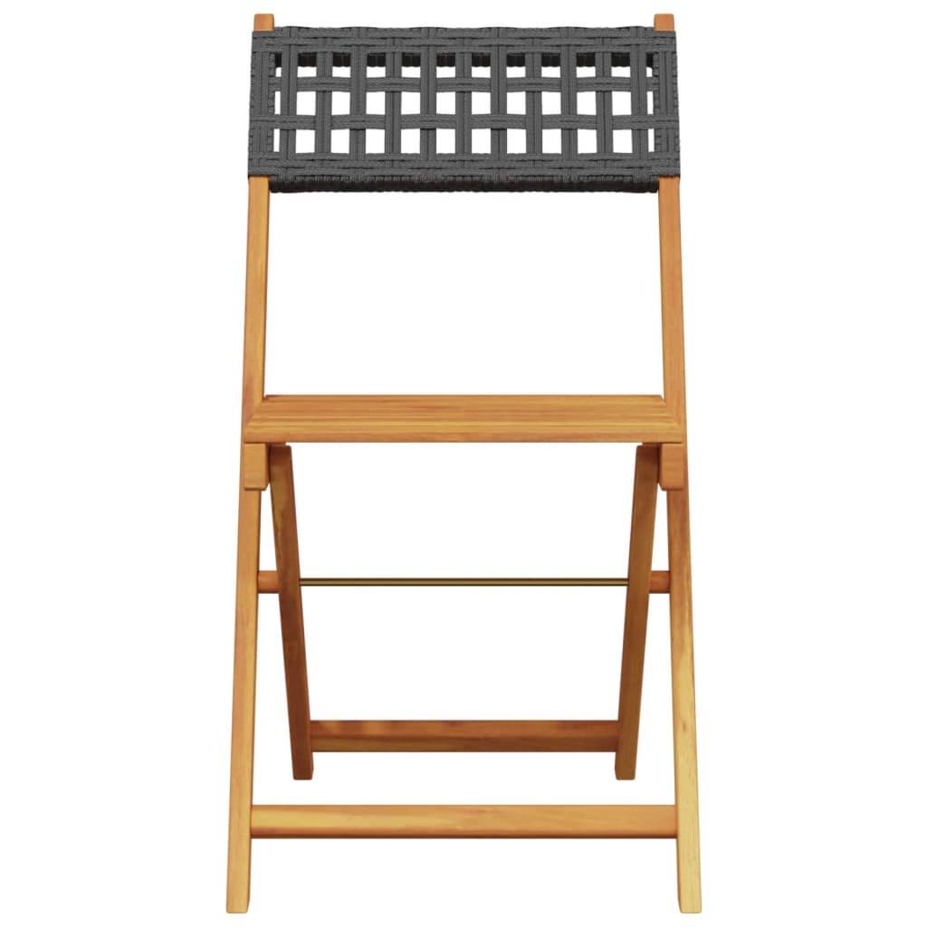 vidaXL Gartenstühle 4 Stk. Klappbar Schwarz Poly Rattan & Massivholz