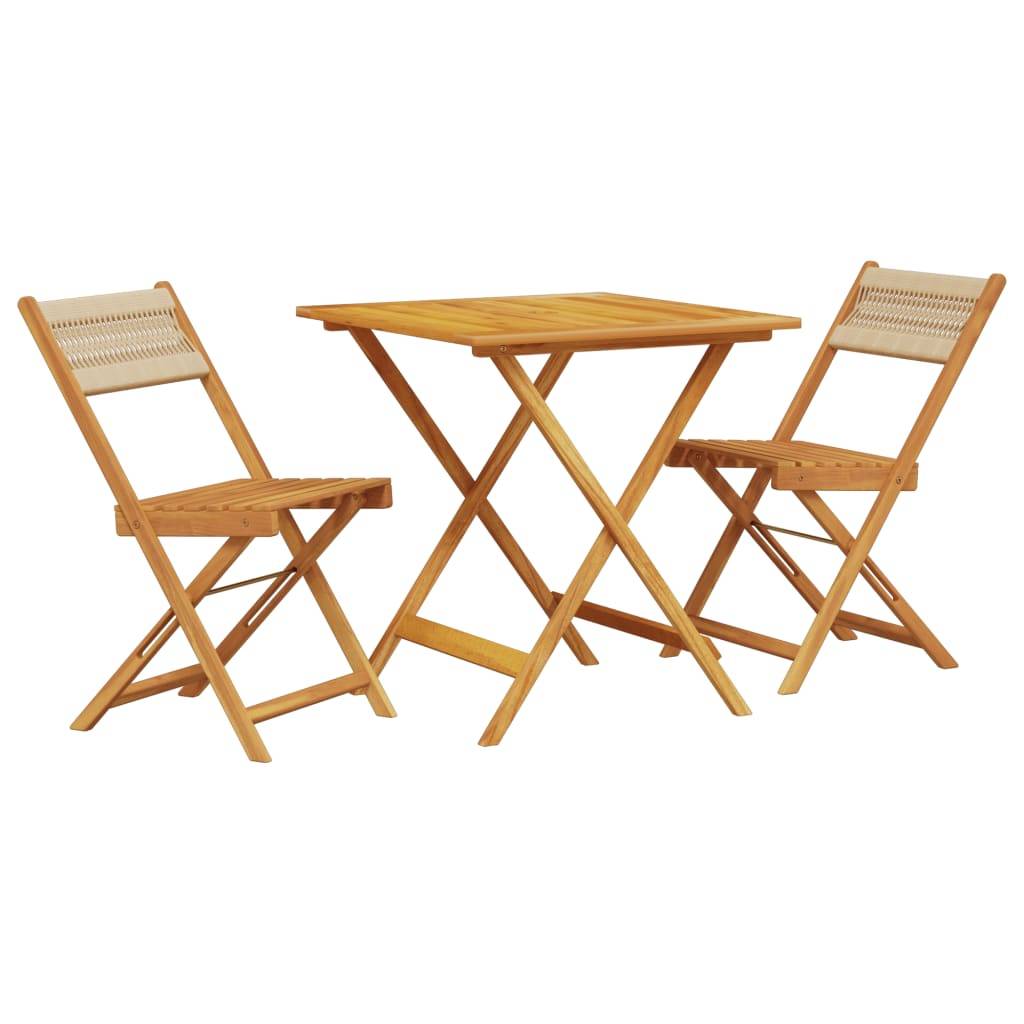 vidaXL 3-tlg. Bistro-Set Beige Polypropylen und Massivholz