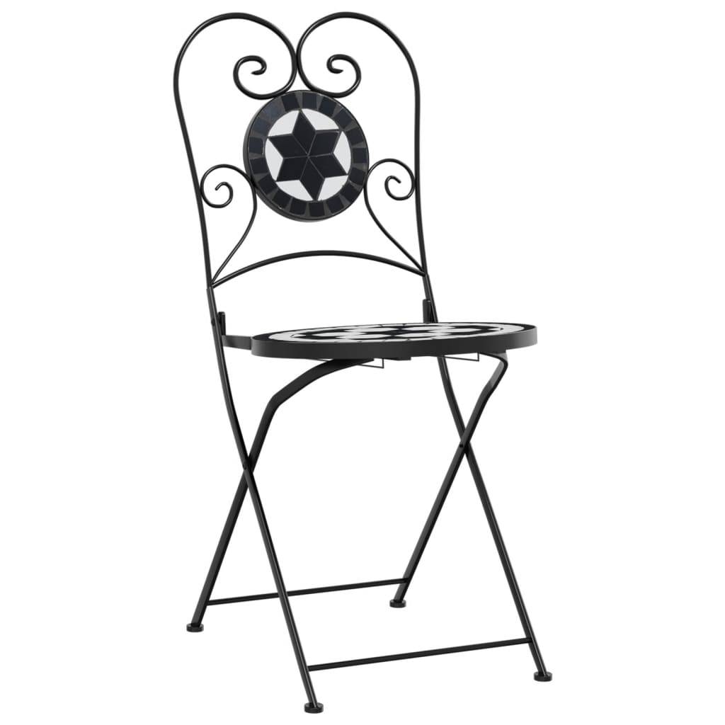 vidaXL Mosaik-Bistro-Set Schwarz und Weiß Eisen und Keramik