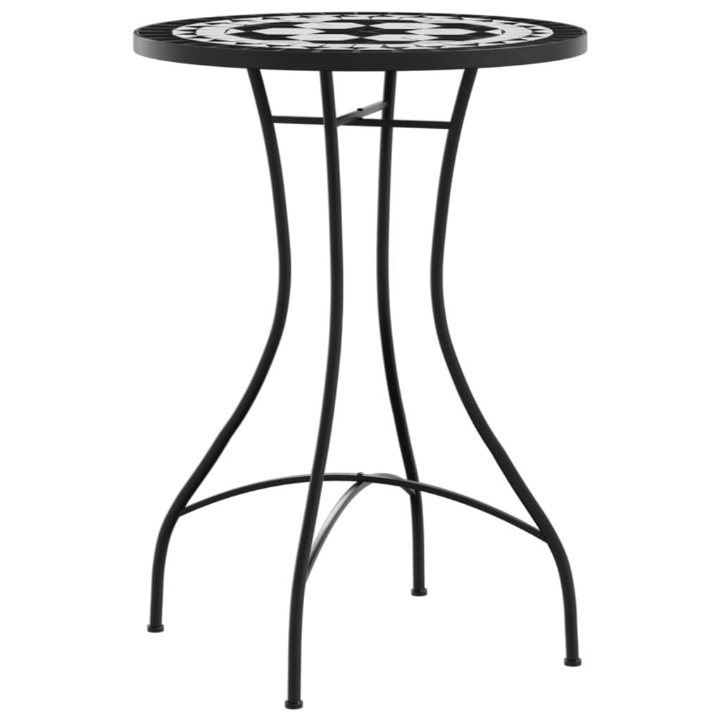 vidaXL Mosaik-Bistro-Set Schwarz und Weiß Eisen und Keramik