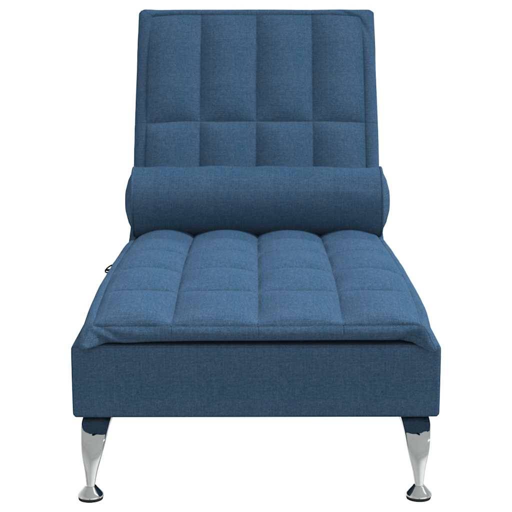 vidaXL Massage-Chaiselongue mit Nackenrolle Blau Stoff