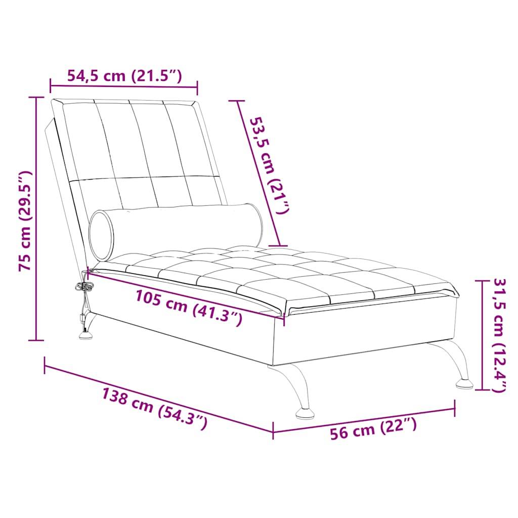 vidaXL Massage-Chaiselongue mit Nackenrolle Blau Stoff