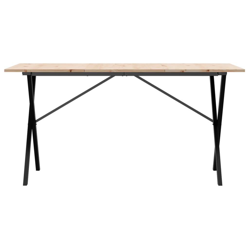 vidaXL Esstisch X-Gestell 160x80x75 cm Massivholz Kiefer und Stahl