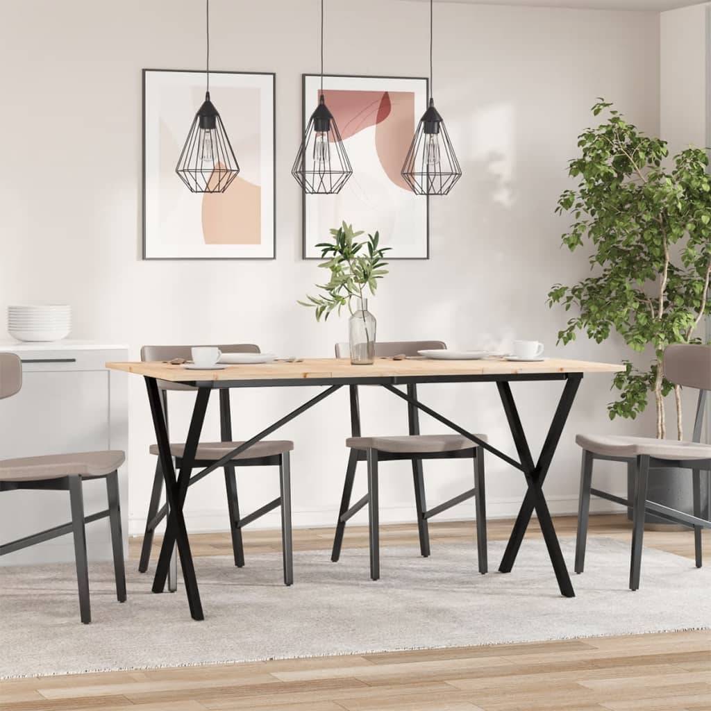 vidaXL Esstisch X-Gestell 160x80x75 cm Massivholz Kiefer und Stahl