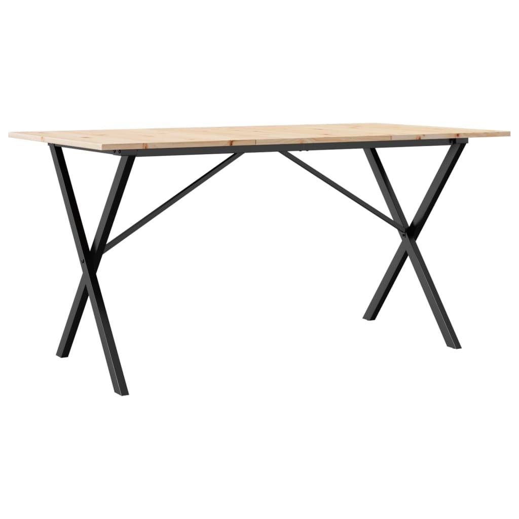 vidaXL Esstisch X-Gestell 160x80x75 cm Massivholz Kiefer und Stahl