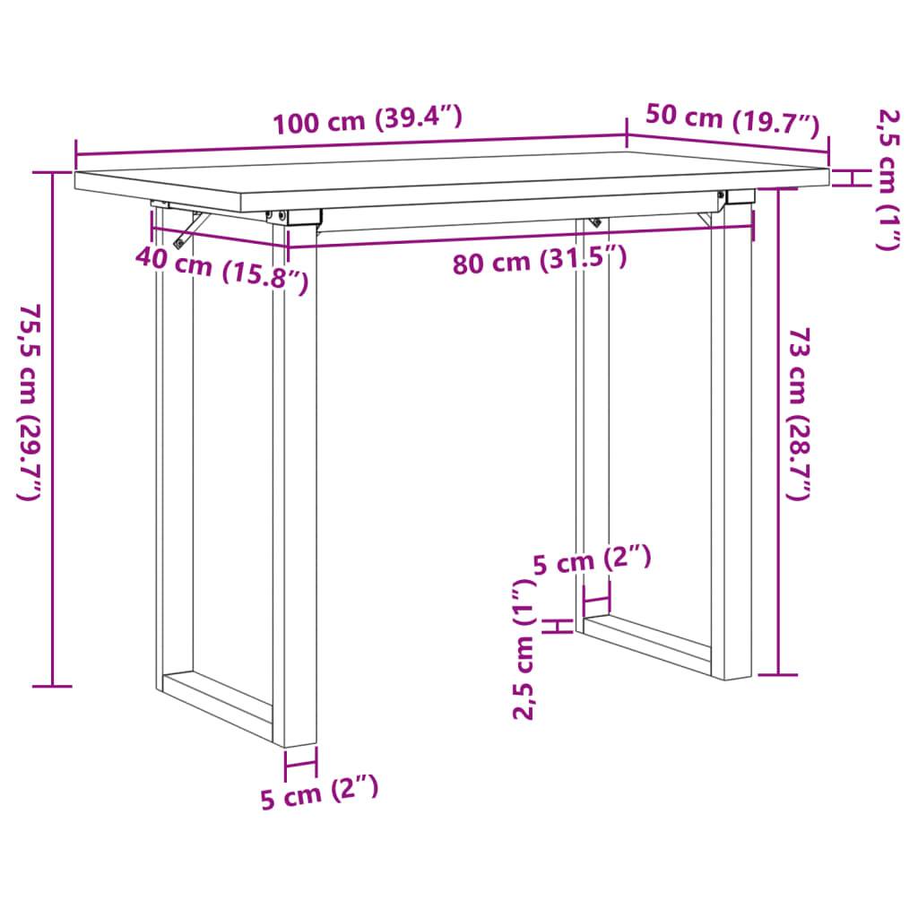 vidaXL Esstisch O-Gestell 100x50x75,5 cm Massivholz Kiefer & Stahl
