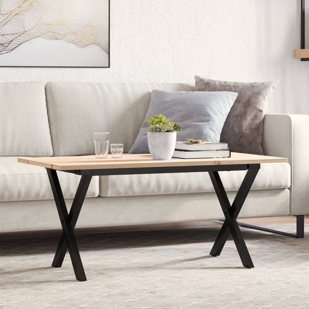 vidaXL Couchtisch X-Gestell 90x40x45cm Massivholz Kiefer und Stahl