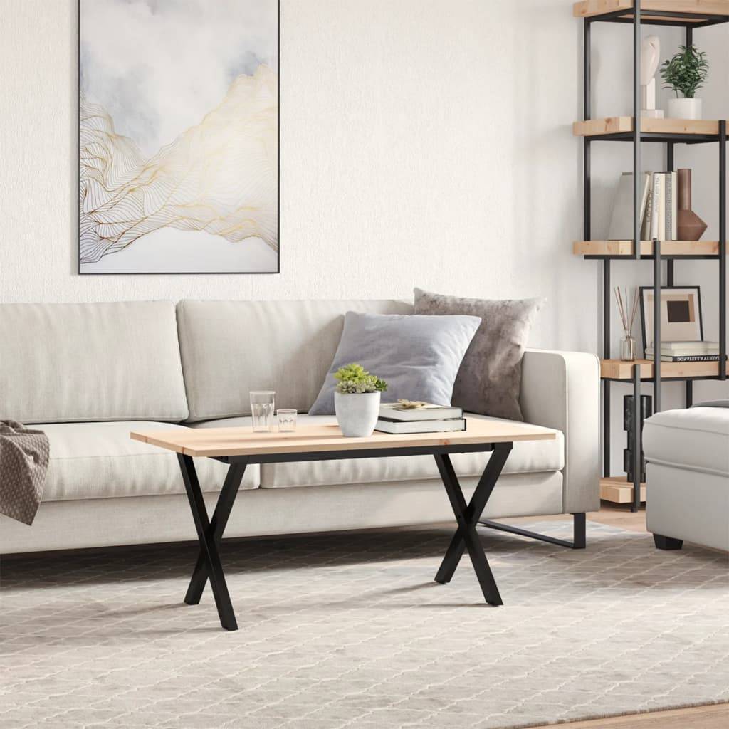 vidaXL Couchtisch X-Gestell 90x40x45cm Massivholz Kiefer und Stahl