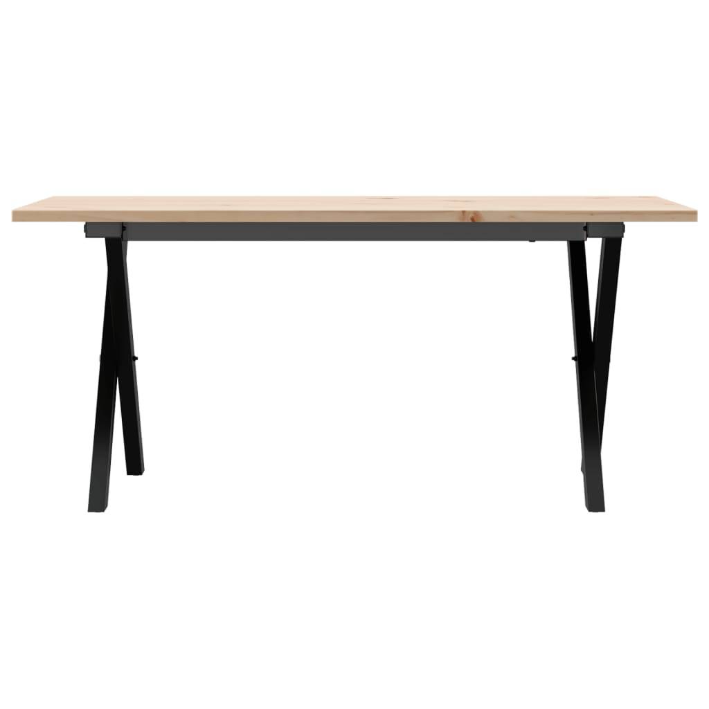 vidaXL Couchtisch X-Gestell 90x40x45cm Massivholz Kiefer und Stahl