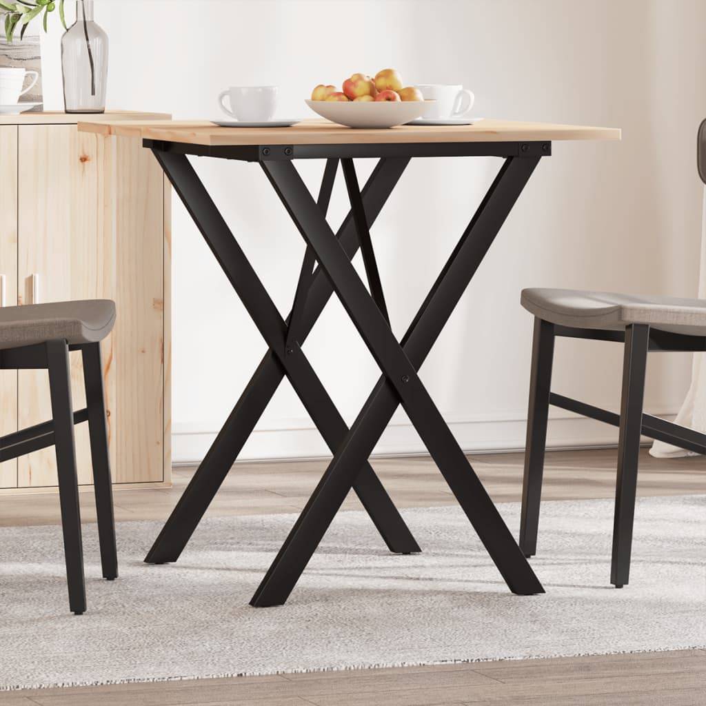 vidaXL Esstisch X-Gestell 70x70x75 cm Massivholz Kiefer und Stahl