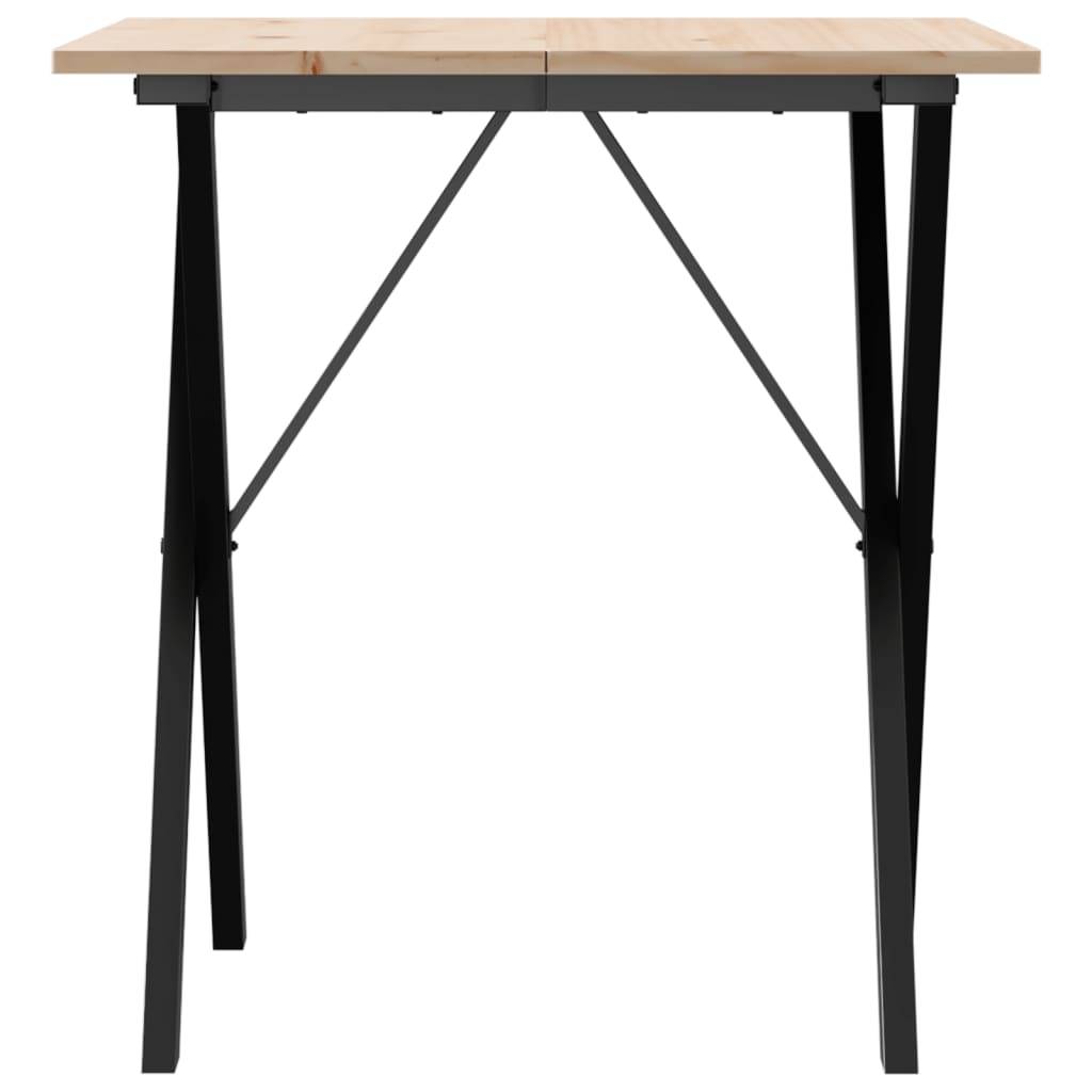 vidaXL Esstisch X-Gestell 70x70x75 cm Massivholz Kiefer und Stahl