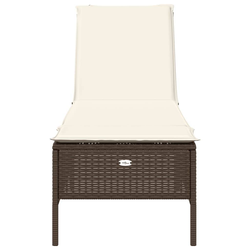 vidaXL Sonnenliege mit Auflage Braun Poly Rattan