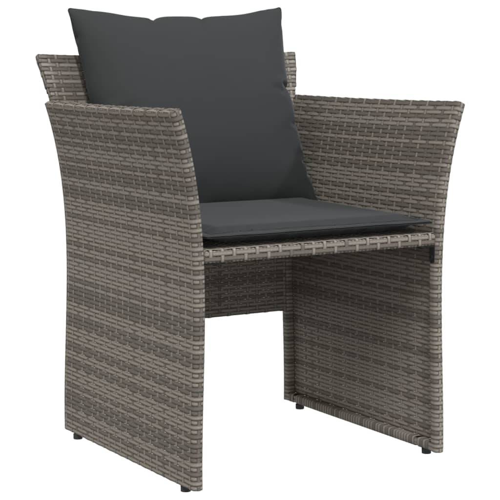 vidaXL Gartenstuhl mit Fußhocker Grau Poly Rattan