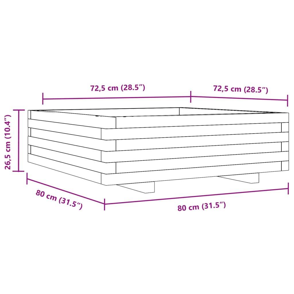 vidaXL Pflanzkübel Weiß 80x80x26,5 cm Massivholz Kiefer
