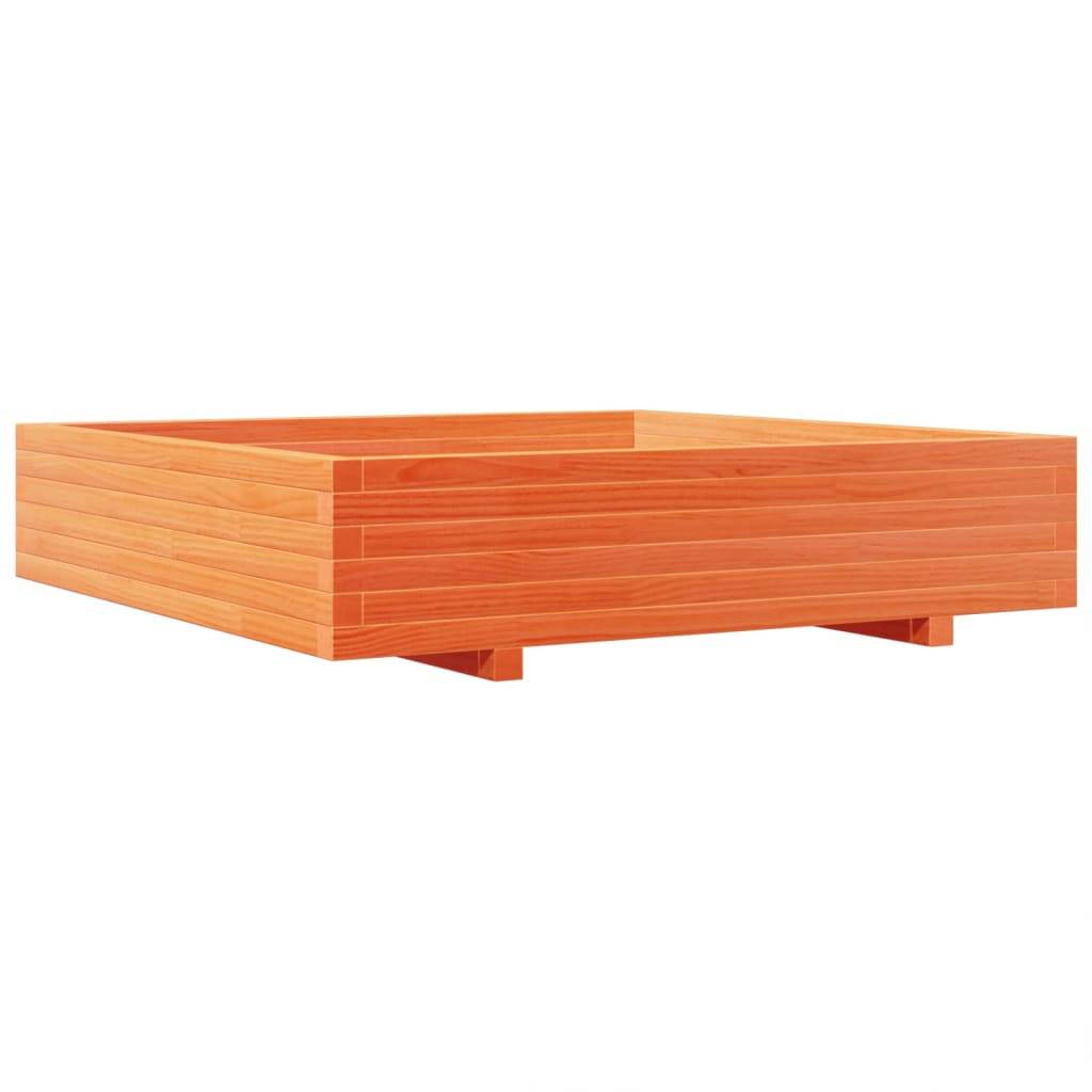vidaXL Pflanzkübel Wachsbraun 110x110x26,5 cm Massivholz Kiefer