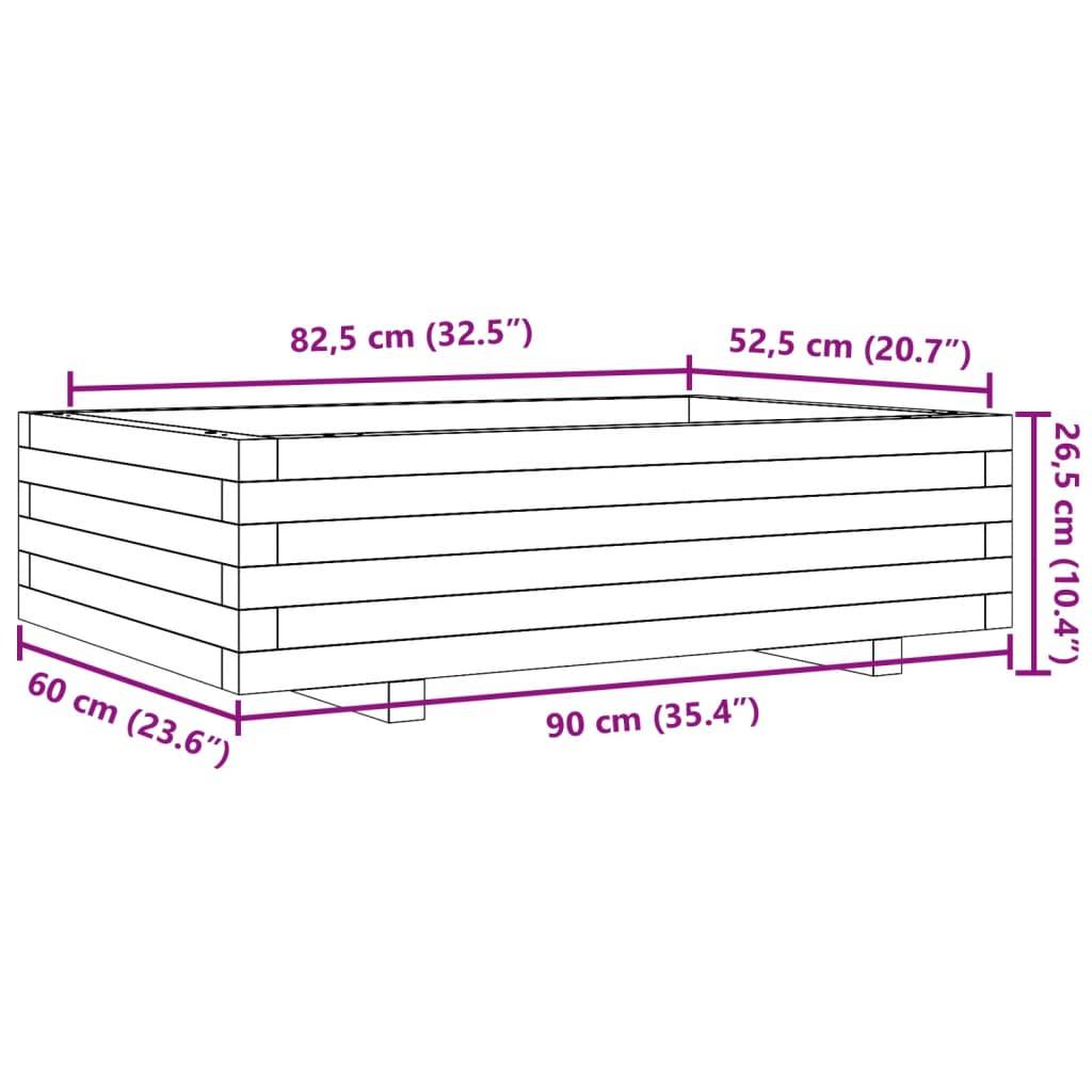 vidaXL Pflanzkübel Weiß 90x60x26,5 cm Massivholz Kiefer