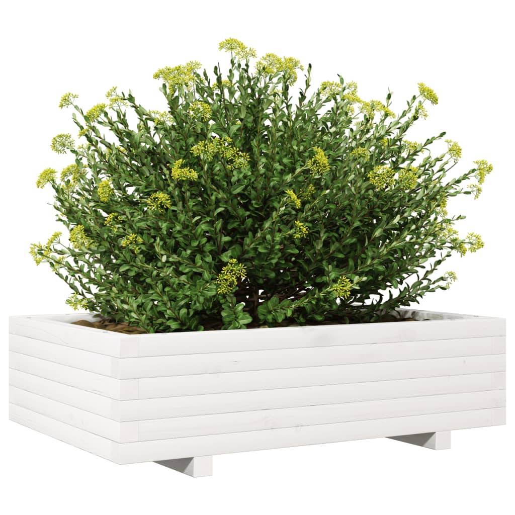 vidaXL Pflanzkübel Weiß 90x60x26,5 cm Massivholz Kiefer