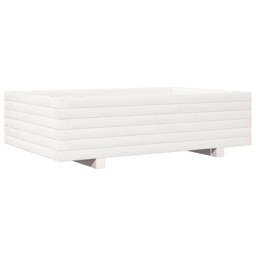 vidaXL Pflanzkübel Weiß 90x60x26,5 cm Massivholz Kiefer