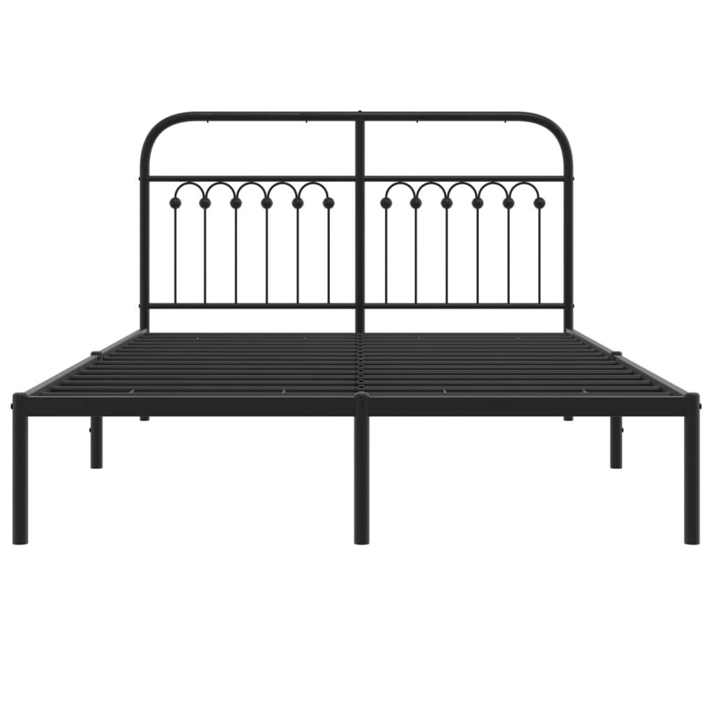 vidaXL Bettgestell mit Kopfteil Metall Schwarz 135x190 cm