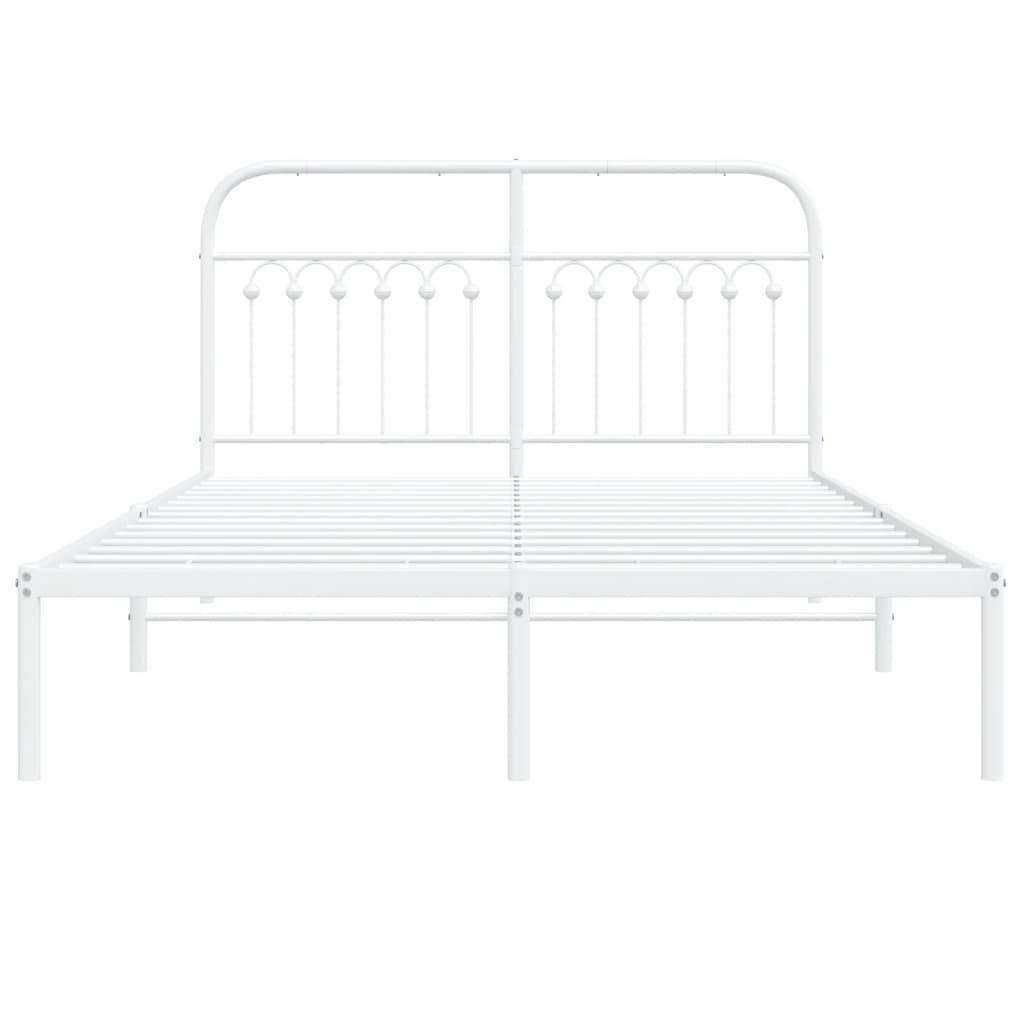 vidaXL Bettgestell mit Kopfteil Metall Weiß 140x190 cm