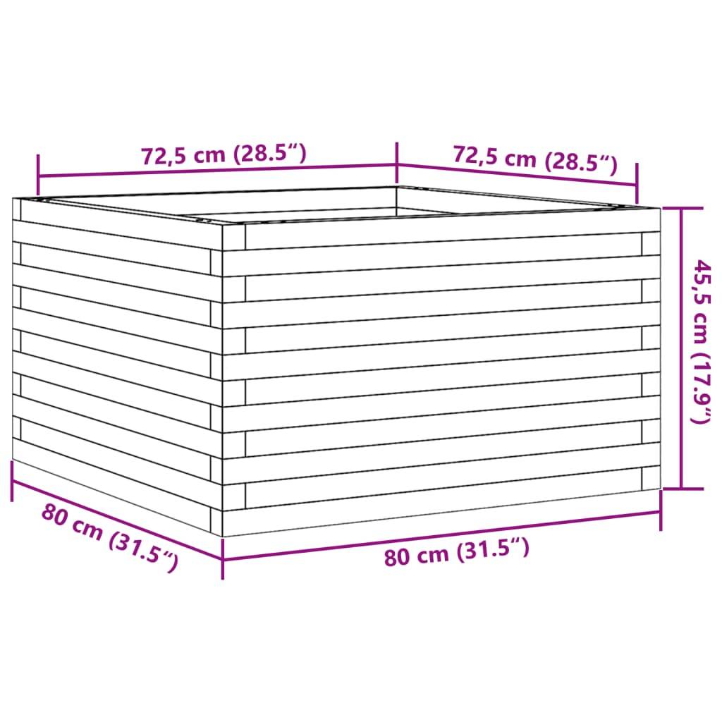 vidaXL Pflanzkübel Wachsbraun 80x80x45,5 cm Massivholz Kiefer