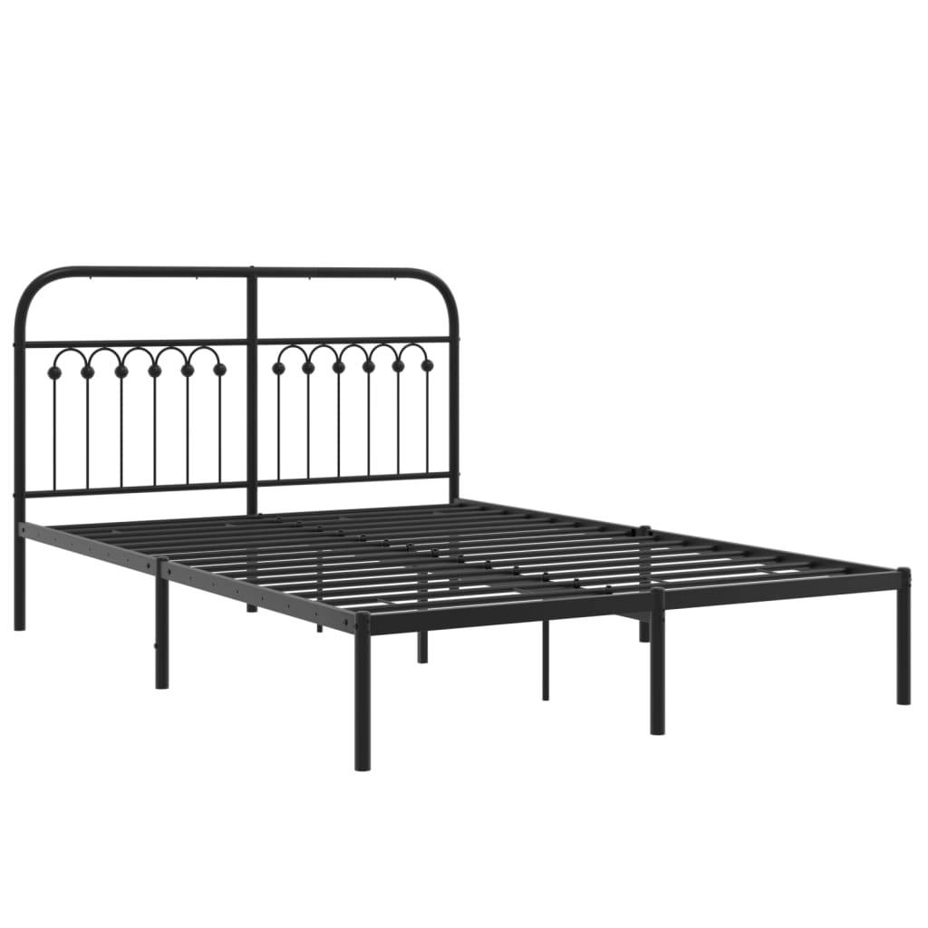 vidaXL Bettgestell mit Kopfteil Metall Schwarz 135x190 cm