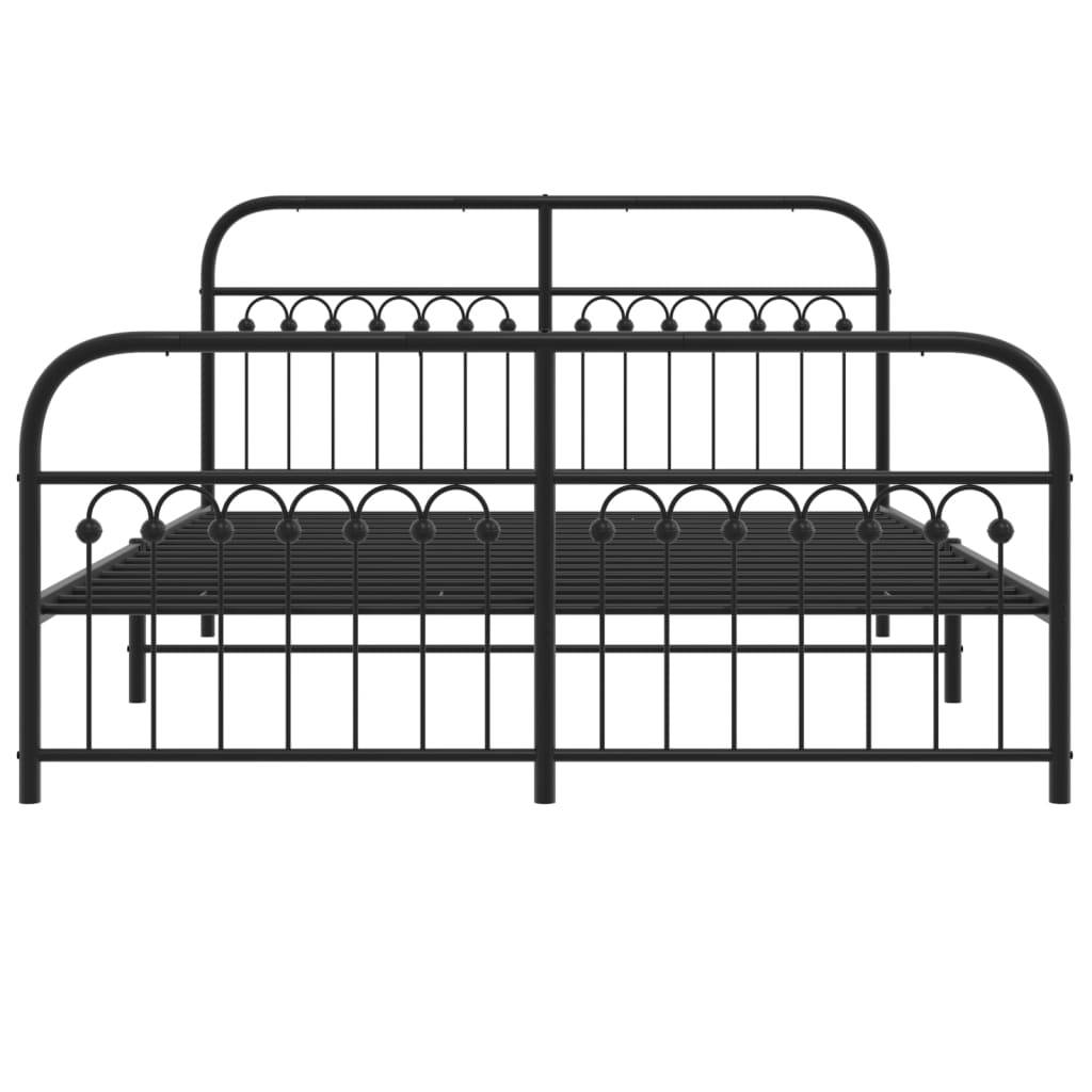 vidaXL Bettgestell mit Kopf- und Fußteil Metall Schwarz 150x200 cm