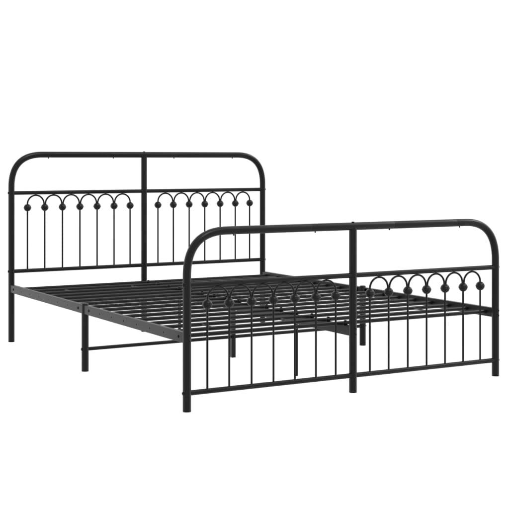 vidaXL Bettgestell mit Kopf- und Fußteil Metall Schwarz 150x200 cm