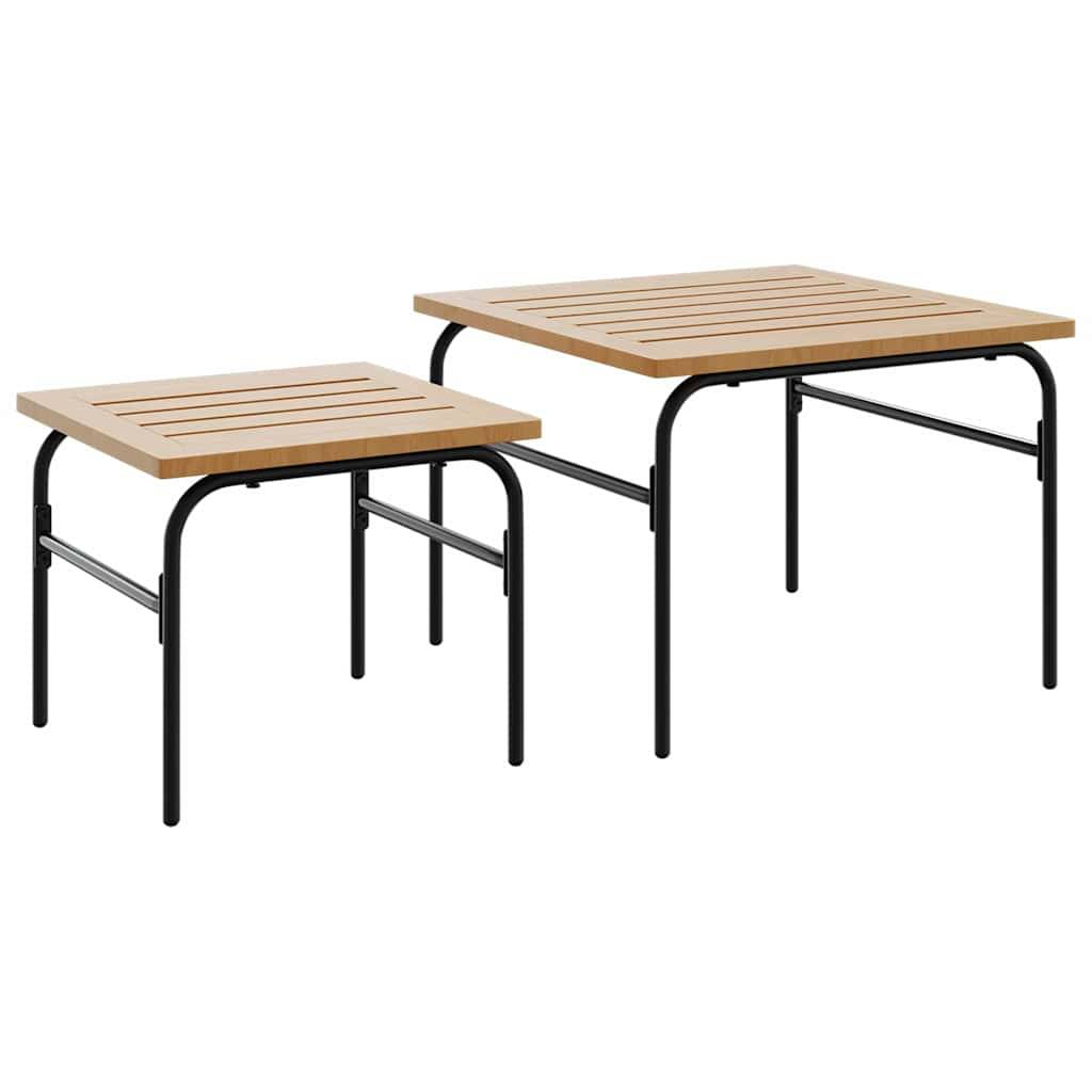 vidaXL Outdoor-Satztische 2 Stk. Braun und Schwarz Stahl