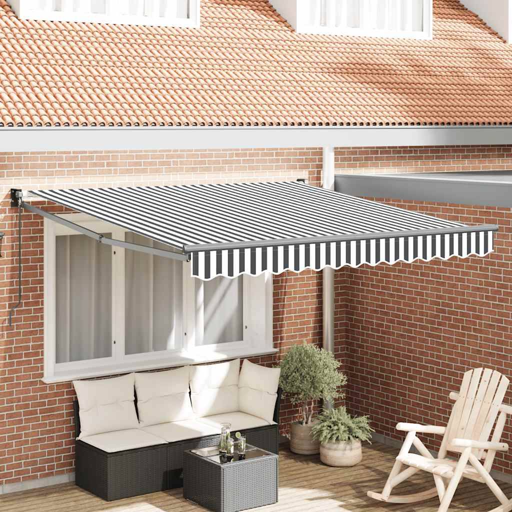 vidaXL Markise Einziehbar Anthrazit und Weiß 3x2,5 m Stoff & Aluminium
