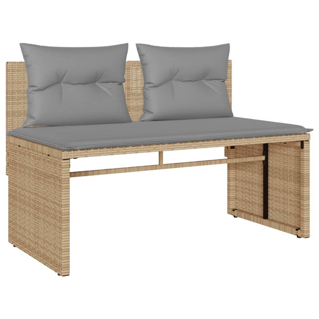 vidaXL 4-tlg. Garten-Sofagarnitur mit Kissen Beige Poly Rattan