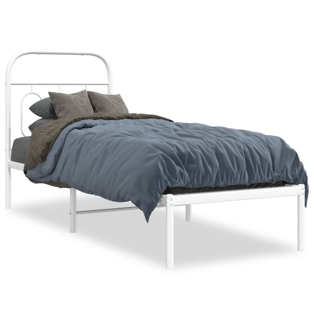 vidaXL Metallbett ohne Matratze mit Kopfteil Weiß 75x190 cm