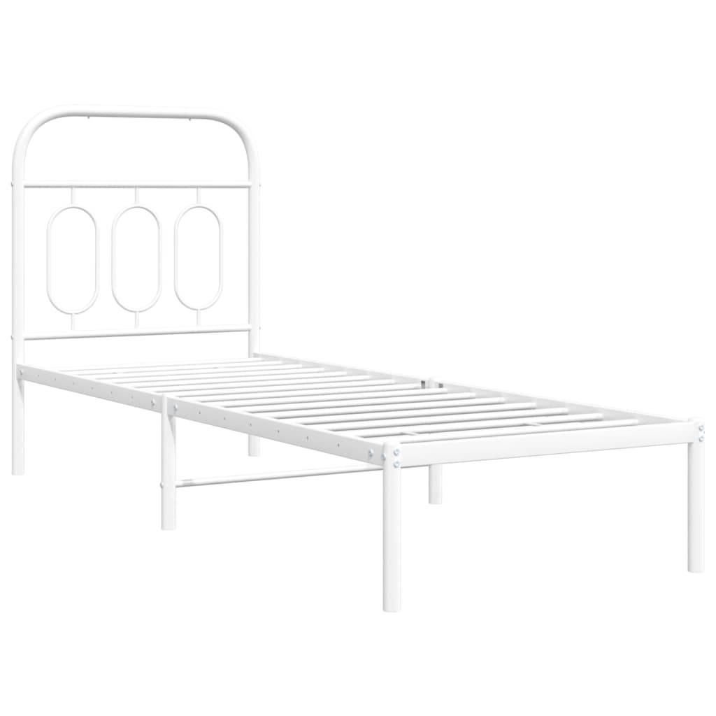 vidaXL Metallbett ohne Matratze mit Kopfteil Weiß 75x190 cm
