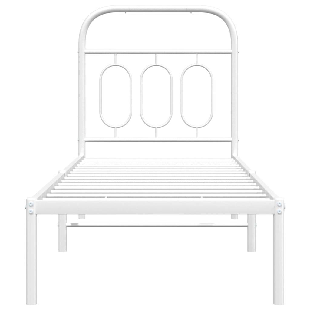vidaXL Metallbett ohne Matratze mit Kopfteil Weiß 75x190 cm