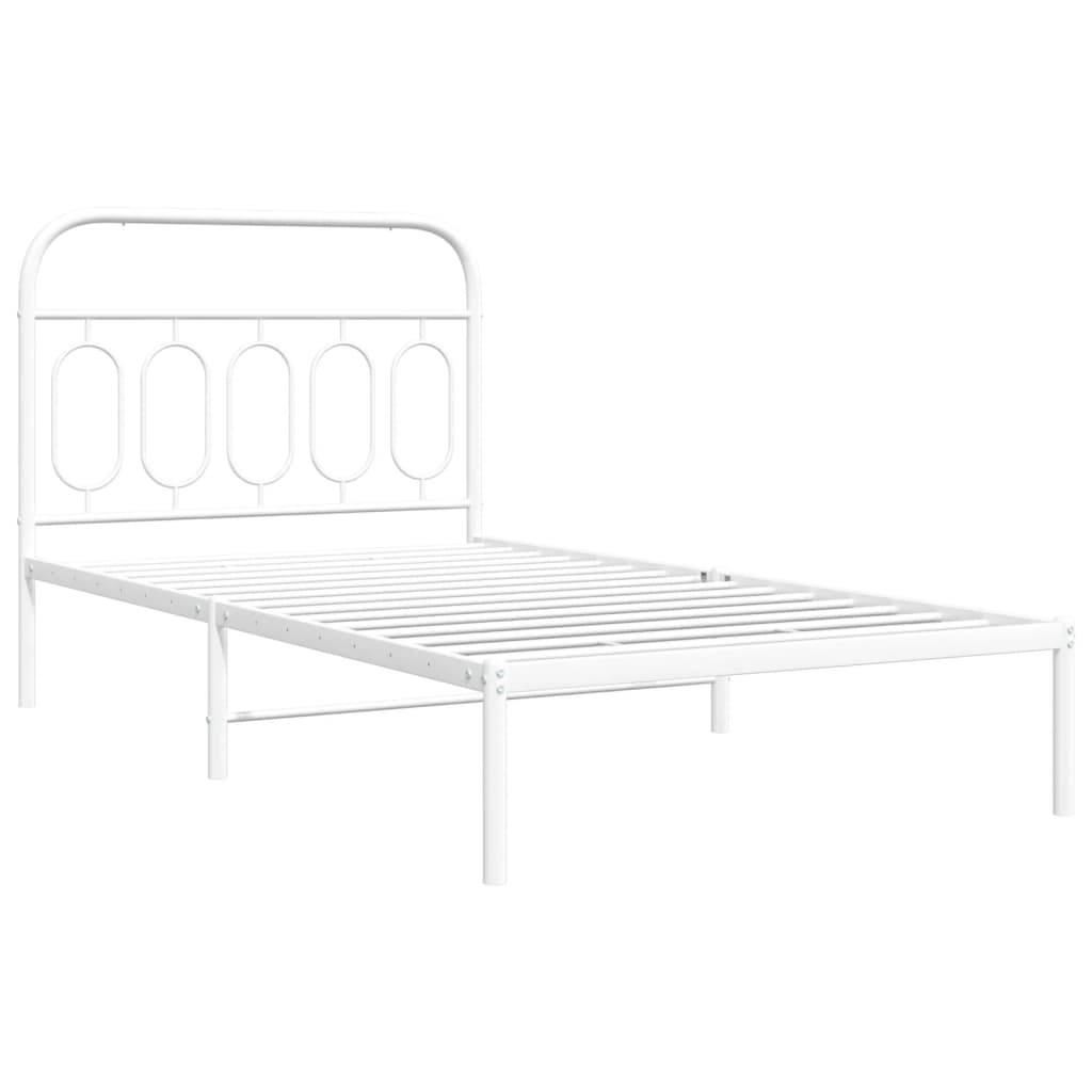 vidaXL Bettgestell mit Kopfteil Metall Weiß 100x200 cm