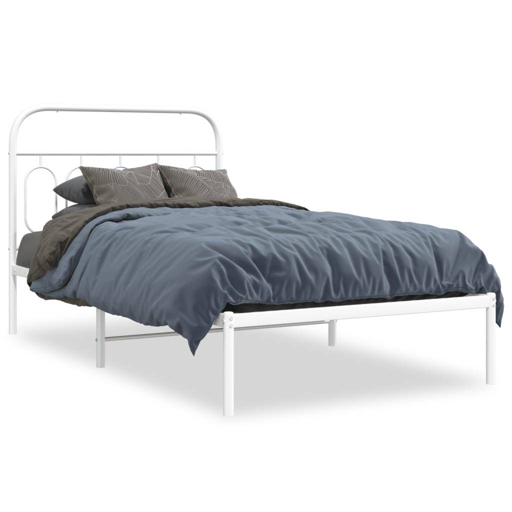 vidaXL Bettgestell mit Kopfteil Metall Weiß 100x200 cm