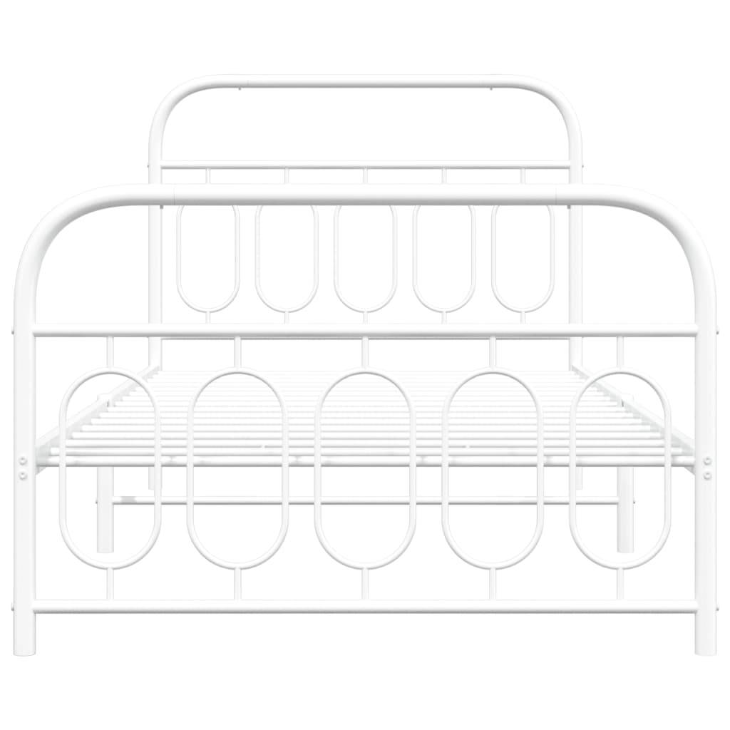 vidaXL Bettgestell mit Kopf- und Fußteil Metall Weiß 107x203 cm