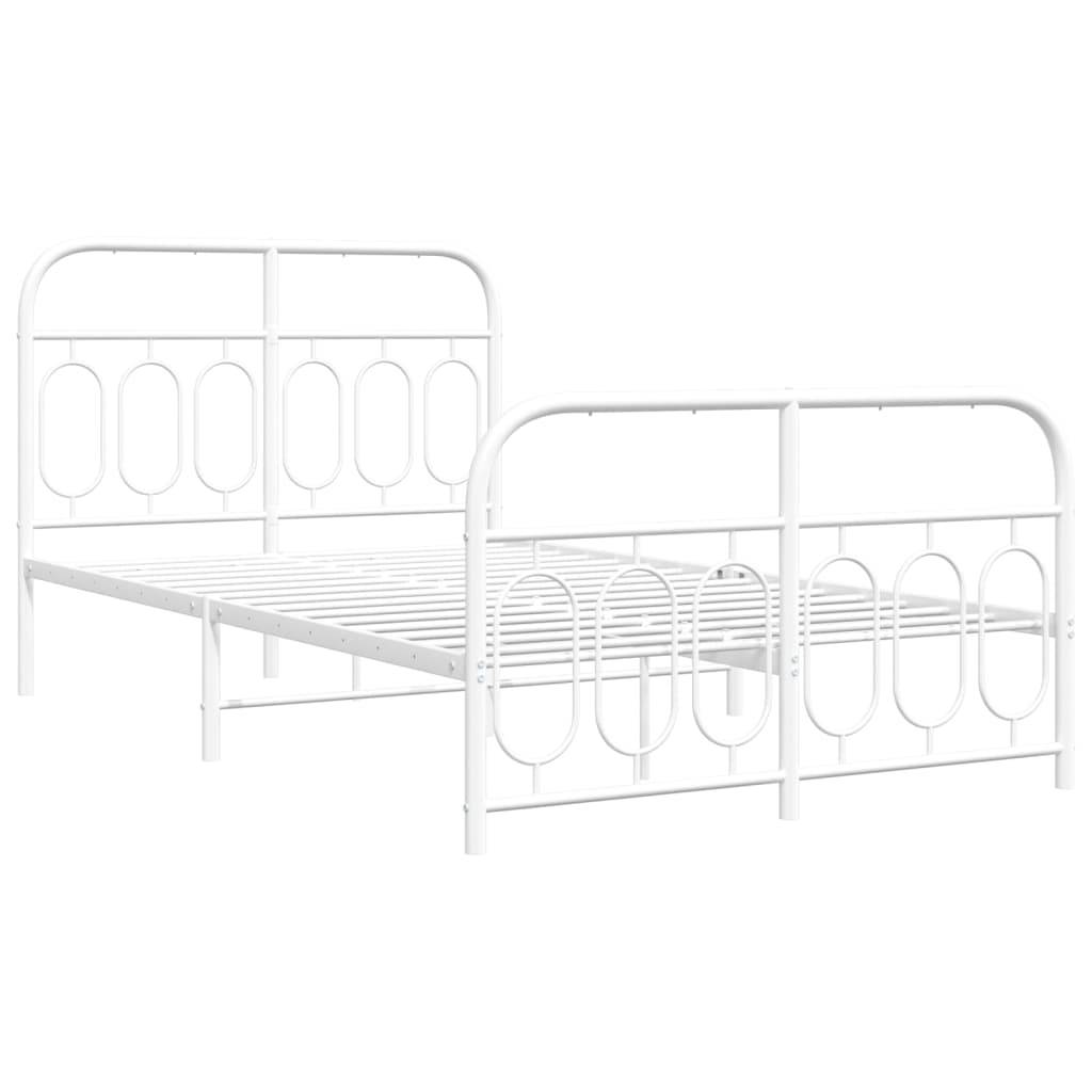 vidaXL Bettgestell mit Kopf- und Fußteil Metall Weiß 120x200 cm