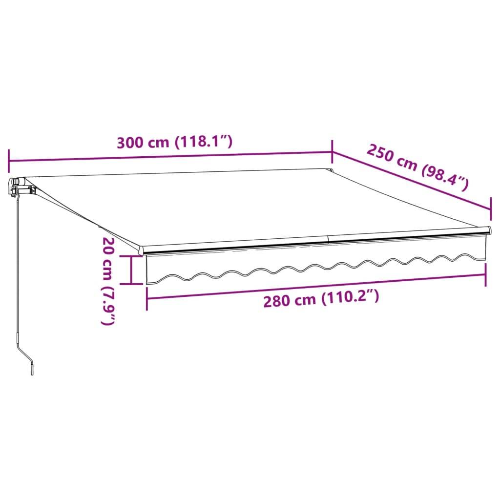 vidaXL Markise Automatisch mit LED Weinrot 300x250 cm