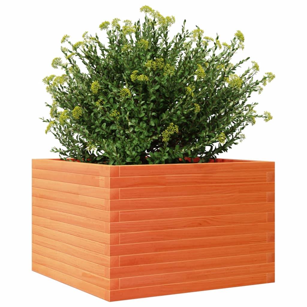 vidaXL Pflanzkübel Wachsbraun 70x70x45,5 cm Massivholz Kiefer