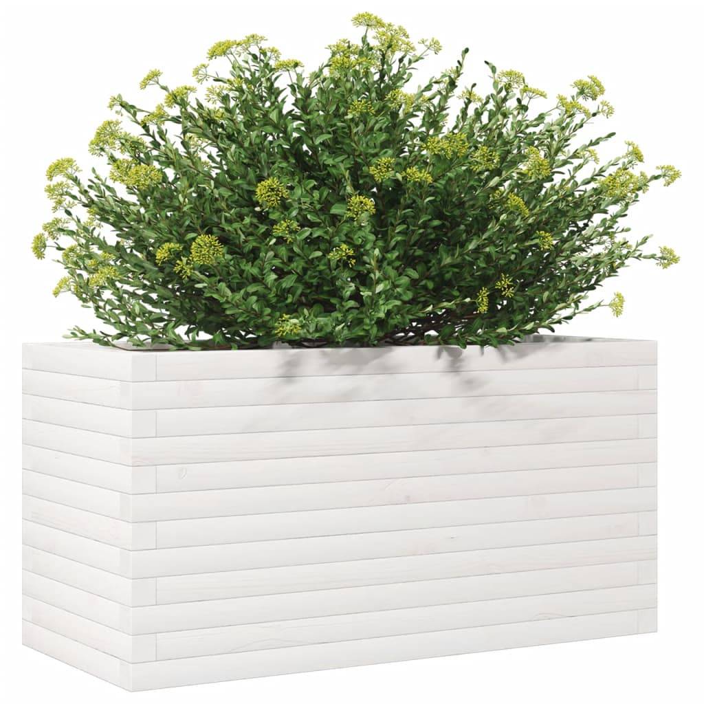 vidaXL Pflanzkübel Weiß 90x40x45,5 cm Massivholz Kiefer