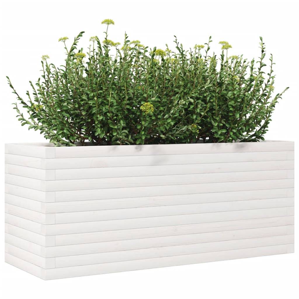 vidaXL Pflanzkübel Weiß 110x40x45,5 cm Massivholz Kiefer